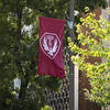 The Temple University flag with the new Owl mark flies on Main Campus